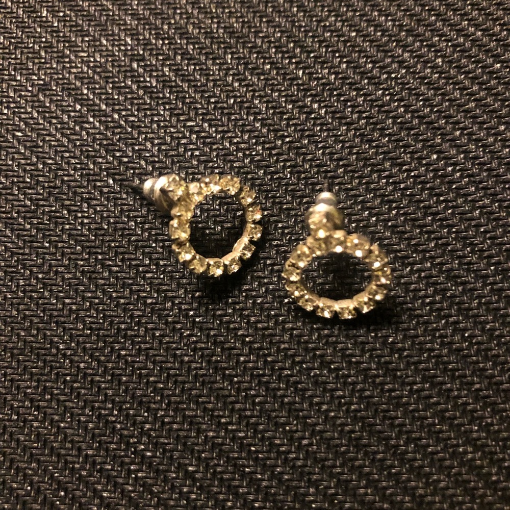 Dainty rhinestone circular earrings